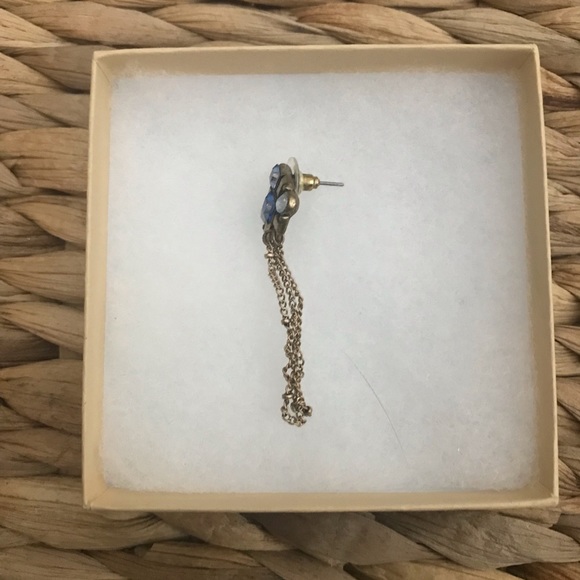 Urban Outfitters Gold & Blue Gem Chain Dangle Earrings - Picture 4 of 5